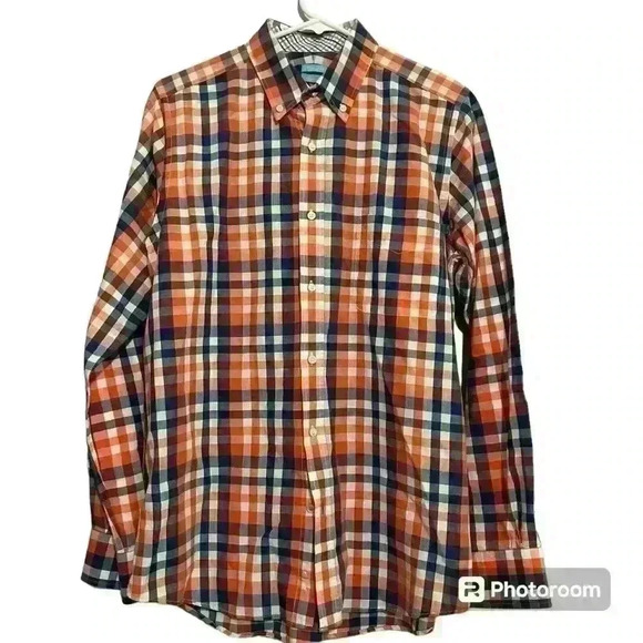 J. McLaughlin Trim Fit Checkered Button-Down Men’s Shirt. Size Medium - Picture 1 of 9